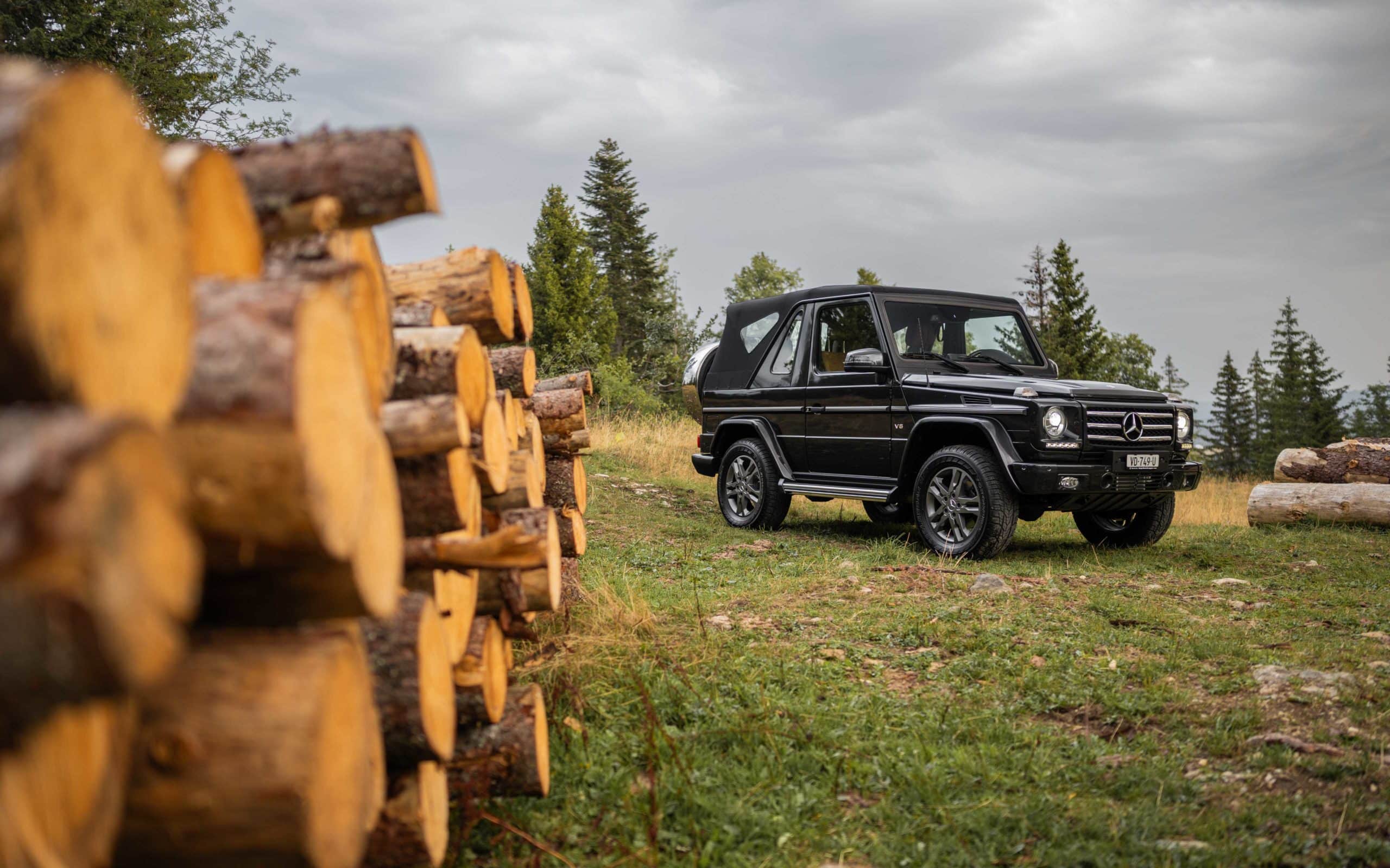2013 Mercedes-Benz G500 Cabriolet standing on a Mountain Landscape