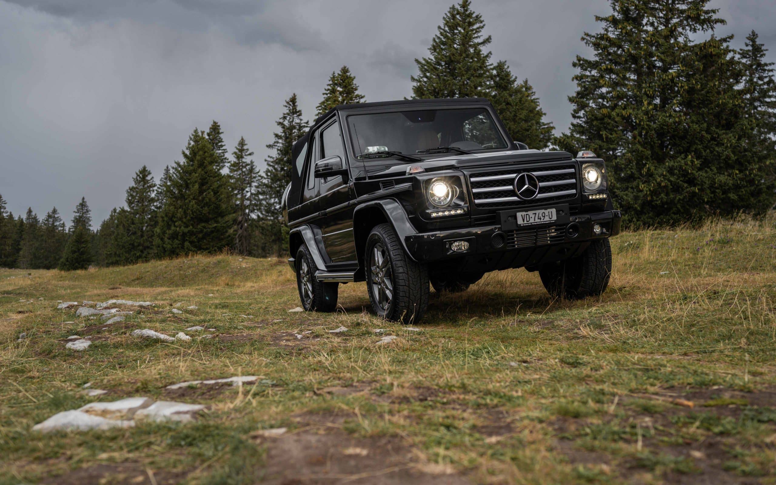 2013 Mercedes-Benz G500 Cabriolet standing on a Mountain Landscape