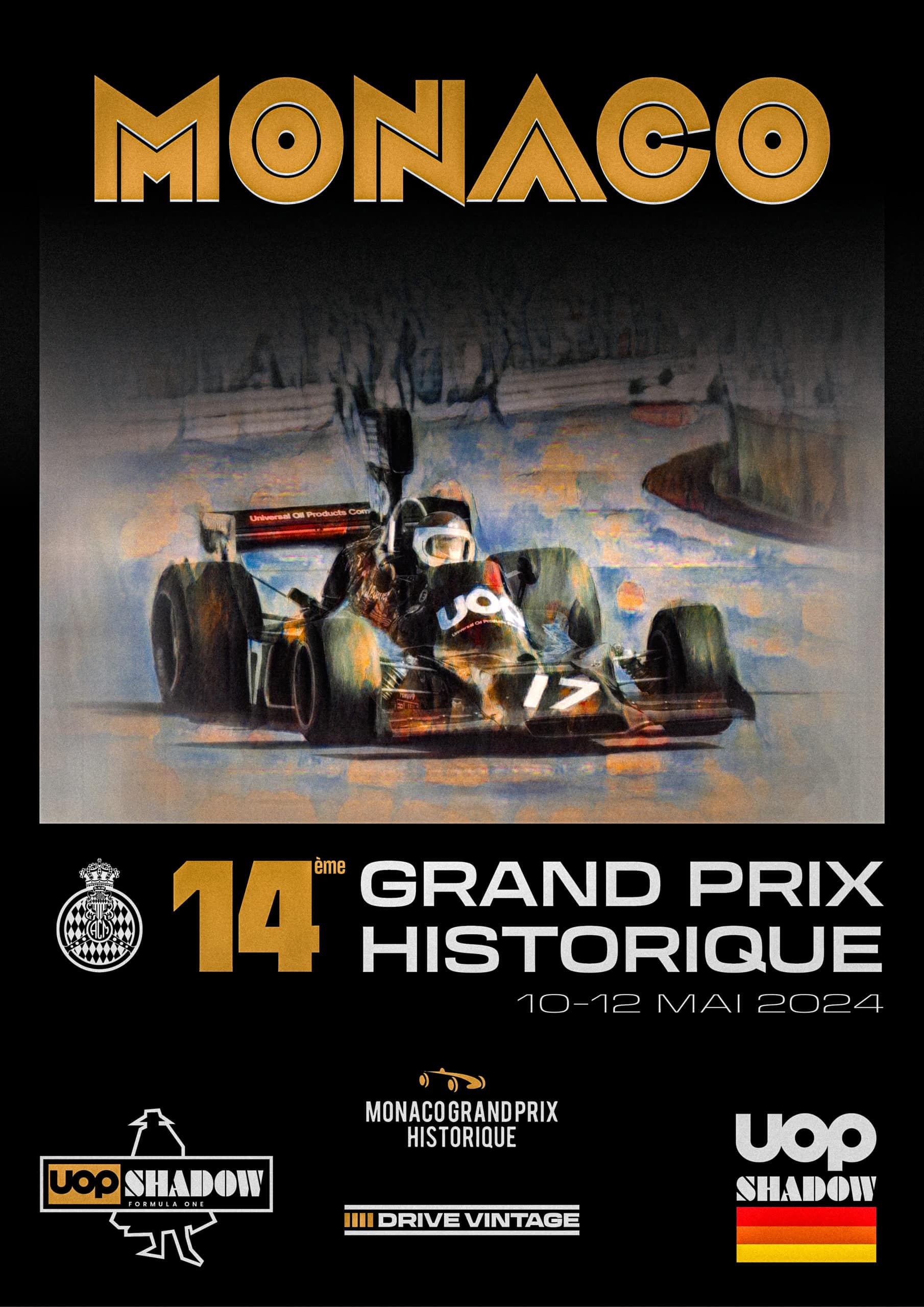 Poster - GP Monaco Historique 24 - Black Gold - Drive Vintage